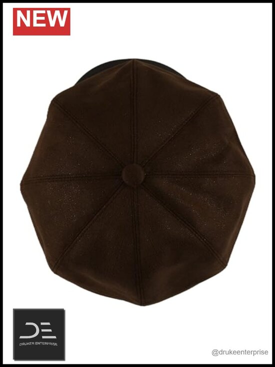 Vintage Newsboy Cap with PU Leather & Heart Detail - Adjustable Drawstring main image 5